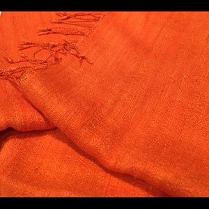 Orange Linen Like Silk Scarf